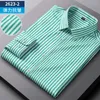 Casual shirts voor heren gestreepte elastische zakelijke zakelijke slanke formele slijtage knappe lange mouwen shirt modieuze klassieke basis anti-defense