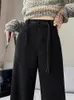 Damesbroek Wide Been vrouwen Chinese stijl knop herfst winter plus fluwelen casual broek elegante dames temperatuur vintage all-match chic