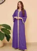 Etniska kläder Autumn Muslim Dress for Women Dubai Arab Abaya Sequin Vestidos Arabiska kalkon Maroccon Kaftan Islamiska kläder Indien klänning Robe T240515