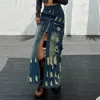 Röcke Tificy 2024 Frauen-Denimrock mit einem Schlitz-Design, das sich abgenutzt anfühlt, langen, viel taillierten A-Line-vielseitig