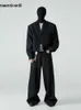 Mauroicardi Spring Autumn Long Long Long Longal Dargy Flowy Soft Black Plate Wide Pants Men Luxury Emo Clothing 240511