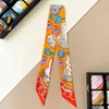 Kvinndesigner Silk Scarf Luxury Summer Scarves Silk Scarf Liten Long Bundle Wrapped Ribbon and Trace Decorated Mulberry Silk Bevel Double Sided Hairband