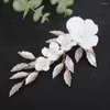 Headpieces bloem en bladeren bruiloft haarclip voor vrouwen zilveren trendy parel bruids kopstuk gouden handgemaakte feesthoofd accessoires sieraden sieraden