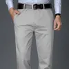 Men's Pants 4 Color Mens Business Casual Pants Modal Fabric Straight High Quality Trousers Male Brand Navy Light Grey Khaki Black Y240514