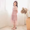Robes de fille coréen Childrens Celebrity princess robe courte robe de fête d'anniversaire à manches 6 8 10 12 ans D240515