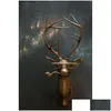 Decorative Objects Figurines Deer Head Wall Decor - Resin Vintage Art Scptures Faux Exquisite Animal Mount Vivid Stag Stat 220211 D Dhqmc