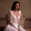 A-Line Illusion Sequins Wedding Dresses 2024 Scalloped Long Sleeve Robe De Mariee Lace Appliques 3D Flowers Bride Formal Gowns Vestido De Novia