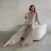 家庭用服秋のシンプルなスタイルの短袖のズボン快適なルーズパジャマ2ピースセットクロスボーダー卸売レディースホームウェア