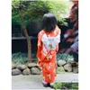 Ethnic Clothing 2023 Children Vintage Dress Japanese Kimono Yukata National Flower Print Traditional Childrens Performance Costume D Dh4Gz