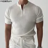 Camicie da uomo 2024 uomini camicia da uomo con cerniera solida con cerniera o scollo corto abbigliamento casual abbigliamento in stile coreano maglietta maschio tops s-5xl incerun