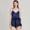 Women's imitation silk V-neck suspender shorts, two-piece pajamas, sexy and fashionable home clothing set F51525