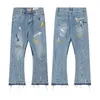Men S jeans vintage patchwork flard street slijtage heren vernietigd gescheurde jean broek hiphop gewassen houtkap slank blauw 230906