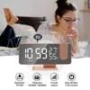 Digital Alarm Clock Radio Projection Multifunction Bedside Time Display With Temperature And Humidity Mirror 240506