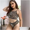 Bras sets dames femmes pyjamas tentation léopard halter porno Plus taille perspective sous-vêtements érotique de lingerie décontractée