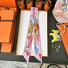 Designer Silk Scarf Women Summer Scarves One Thousand and One Rabbit Scarves, Small Long Stripes of Pure Silk, Narrow Women's Wrapping Bag, Handle Binding Bag, Ribbon, Silk