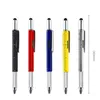 6 in1 Multifunction Ballpoint Pen with Modern Handheld Tool Measure Technical Ruler Screwdriver Touch Screen Stylus Spirit Level