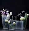 Clear Flower Bouquet Presentpåse Trapezoidal Plastic Staying Handbag PVC Packing Påsar Birthday Party Holiday Handväskor stora wrap Flor3964423
