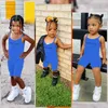 Overall Fashion Family Matching Strap Jumpsuit Mamma Dotter ärmlös Pullover Sport outfit Summer OMSIE SOLID COLOR D240515