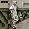 IEFB Mens Fashion Hooded mouwloze vest sets Zomer trendy geplooide vestjacht Brede been Laadbroek Tweedelige pakken 9C714 240514
