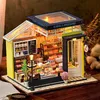 Arkitektur/DIY House Cake Shop Doll House Mini Diy Small Kit Building Assembly Model DIY Handmiterad 3D -pusselpaket med LED -leksak för barngåvor Dollhouse