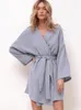 Home Clothing Linad Lose Robe für Frauen lässig Langarm Bademant