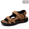أزياء جديدة Roxdia Treasable Sandals صندل أصلي من الجلد الصيفي شاطئ الأحذية الرجال النعال الحذاء السببي بالإضافة إلى الحجم 39 48 RXM006 H7FN# AA89