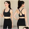 Bras European And American Plus Size Ladies Sexy Yoga Bra Top Fitness Nylon Comfortable Solid Color Running Gym Workout Sports Un Dr Dhcfy