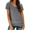 T skjortor Kort ärm V Neck Tees for Women mode Tops Trendy Lightweight Soft Casual Summer Outfits kläder 2024 240506