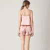 Women's imitation silk V-neck suspender shorts, two-piece pajamas, sexy and fashionable home clothing set F51525