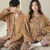 Ev Giyim Sonbahar Kış Baharı Düz ​​Renk Pijama Setleri Erkekler Pazlan Pijamaları Uzun Pijama Boy Pijama Mujer Gece Takım Ev Çekimi