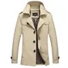 Herren Trench Coats Frühling Herbst männliche Mantel Langjacke Mantel Männer Trenchcoat Maskulina Windbreaker Outwear Baumwollstoff Stoff