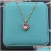 Pendant Necklaces Trendy Fine Crystal Heart Necklace Korean Style Love Clavicle Chain For Women Zircon Wedding Christmas Gift Drop De Dhtfa