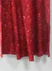 Sukienki swobodne kobiety Czerwona Kwiatowa Druk Twill jedwabne guziki Wstążki Wstążki Długie rękawowe szatę midi dla żeńskiej wiosny 2024