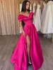 Party Dresses Pink Floor Length Sweetheart A-line Satin Prom Evening Gown With Slit