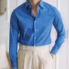 Camicie casual da uomo Slipe blu business versatile non ferro napli italiano flayled a maniche lunghe gentleman Fashion