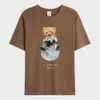 Summer Mens T-shirt Space Teddy Bear on The Moon Printed T-shirt Casual Short Sleeve Streetwear Oversized Tee Shirt Men Clothes 240515