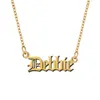 Debbie Old English Name Necklace Stainless Steel 18k Gold plated for Women Jewelry Nameplate Pendant Femme Mothers Girlfriend Gift