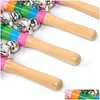 Party Decoration 18cm Wood Baby Rattle Rainbow Rattles With Bell Toys Orff Instruments Utbildning Toy Drop Delivery Home Garden Fes Dhkep