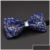 Bow Ties Bow Ties Fashion Designer Mens Diamond Wedding Party Formal Suit Double Fabric Bowtie Business Necktie Butterfly Knot1 Drop D Dhbd2