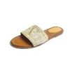 2024 Ny toppdesigner Flat Omen Sandaler Lyxiga tofflor Wembroider Sandal Fashion Flip Flop Letter Slipper för Summer Beach Slide Ladies Low Heel Women Beach Shoes