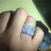 Luxury High quality Authentic 10KT White gold filled full gemstone Rings with pave Simulated diamond rings European Women men jewelry style