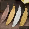 Bookmark Wholesale Diy Metal Feather Bookmarks Document Book Mark Label Golden Sier Rose Gold Office School Supplies Drop Delivery B Dhlkf