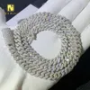 Tania cena 2 rzędy Srebrne łańcuchy kubańskie gorąca sprzedaż Moissanite Diamond Link 8 mm wisidanta Bransoleta biżuterii Hip Hop Biżuteria