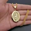 Bling Solid Stainless Steel Virgin Mary Pendant - Gold Tone Hip Hop Inspired Necklace For Men, Rapper-Ready Jewelry Drop By Blingvogue 423 473