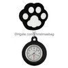 Party Gunst Movely Cartoon Kitten Cat Paw Nurse Doctor Hospital Medical Working Hanging Clip Badge Reel Pocket Watches Clock Drop Deli OT1I5
