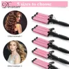 3 -lufy Curling Iron Wand Regulowane 5 Rozmiar Perm Pert Skolt Ceramiczne Triple Barrels Waver Waver Przenośne włosy Iron Curler 240515