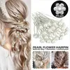 Hårklipp 20st U-formad hårnål Bridal Rhinestone Pearl Flower Clip Tools Metal Frisyr Barrette Hairpins Wedding Design Women Hai K4U1