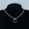 Luxury Necklace Brand Copper Material Plated Gold Double Letter Pearl Choker Pendant Necklace Jewelry Accessories Gifts