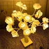 Lâmpadas de mesa Dia dos namorados Rose Table Lamp com luz LED amarela quente - decoração da sala romântica