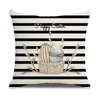 Oreiller Black and White Striped Decorative Oreads Case Egg Fleurs de Pâques COUVERTURE IMPRESSION 45X45CM SOFFAT HOME DÉCOR